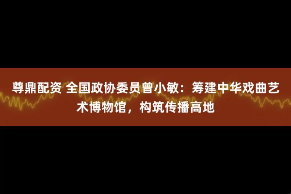 尊鼎配资 全国政协委员曾小敏：筹建中华戏曲艺术博物馆，构筑传播高地