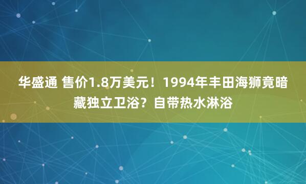 华盛通 售价1.8万美元！1994年丰田海狮竟暗藏独立卫浴？自带热水淋浴