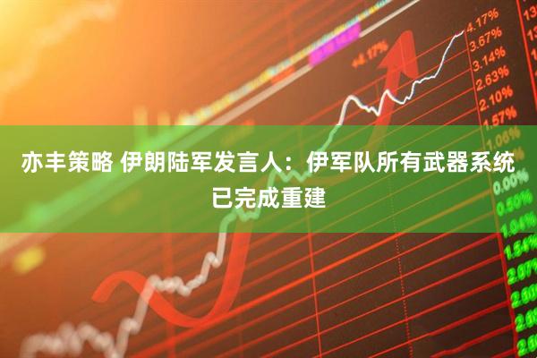 亦丰策略 伊朗陆军发言人：伊军队所有武器系统已完成重建